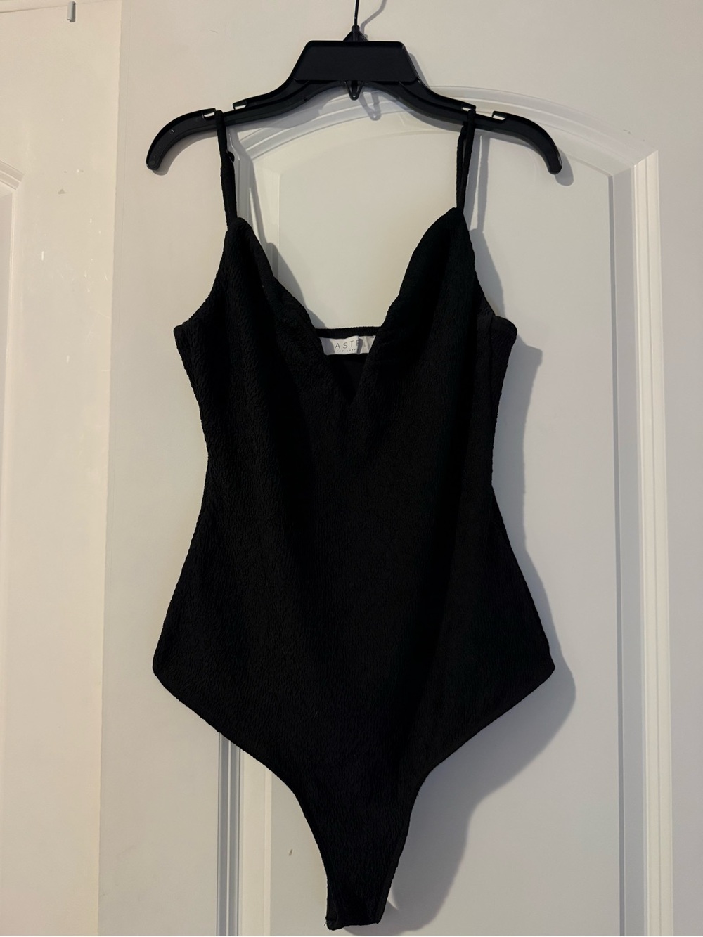 Black Textured One-Piece Body Suit